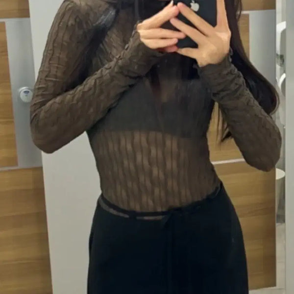 [BUNJANG] THEILMA Brown See-Through Top / THEILMA 더일마 브라운 시스루 탑
