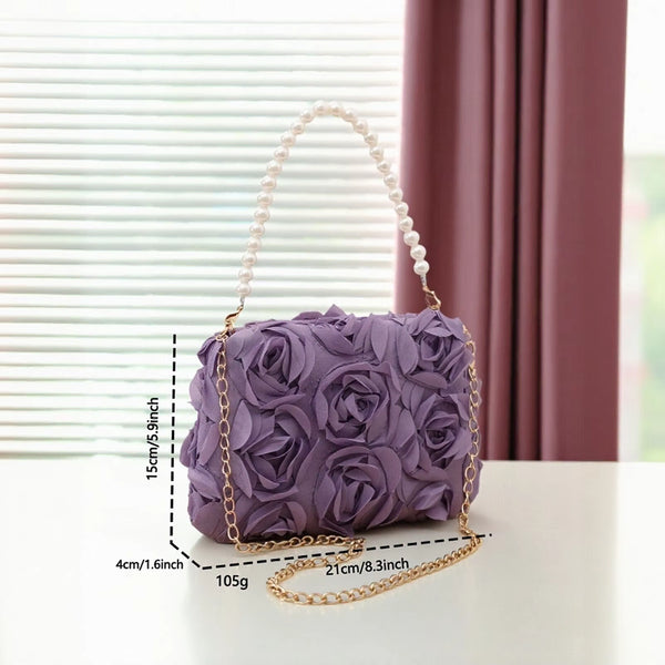 [BUNJANG] Women's 3D Rose Mini Chain Shoulder Bag / 여성 플라워 입체 미니 체인 숄더백