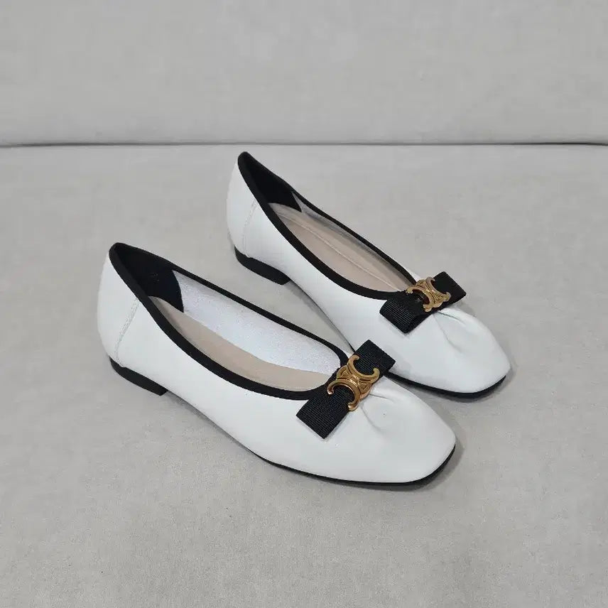 [BUNJANG] Genuine Leather Flat Shoes White 235 / 새상품 소가죽 플랫슈즈 단화 235