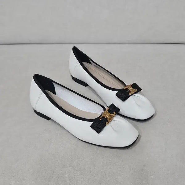 [BUNJANG] Genuine Leather Flat Shoes White 235 / 새상품 소가죽 플랫슈즈 단화 235