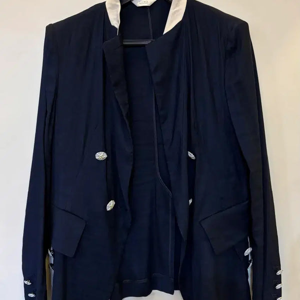 [BUNJANG] Time Postmodern Navy Double-Button Jacket / 타임 포스트모던 네이비 더블 버튼 자켓 S(82-94-160)