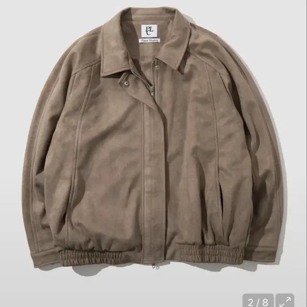 [BUNJANG] Place Studio Suede Two-Way Zip-Up Jumper Brown / 플레이스 스튜디오 스웨이드 투웨이 집업 점퍼 브라운