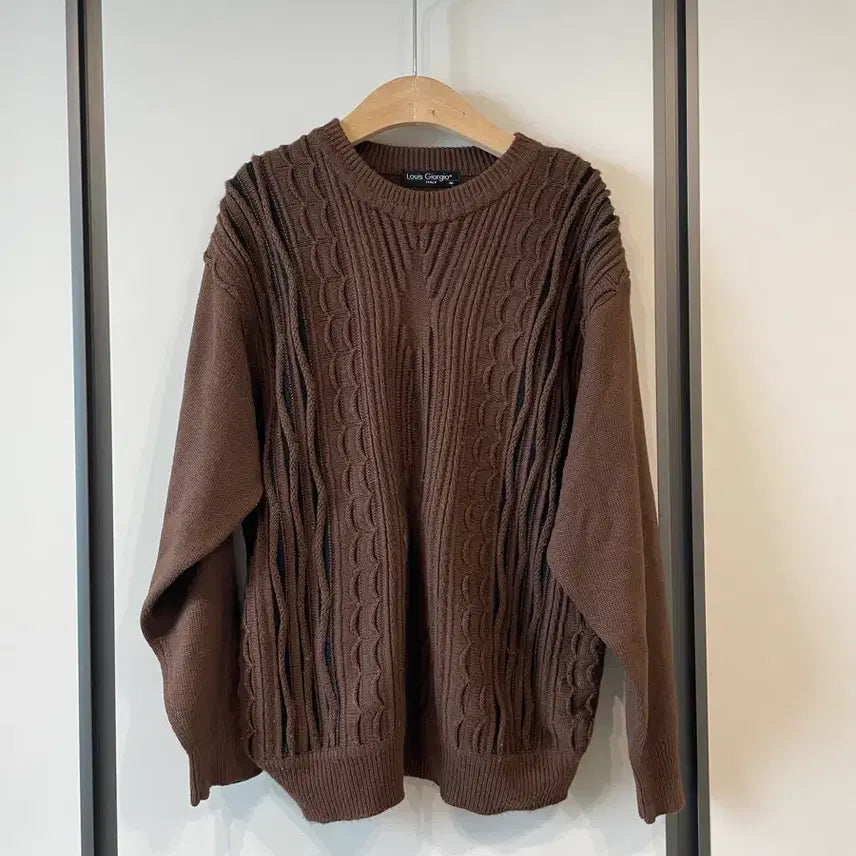 [BUNJANG] Brown Cable Knit Sweater / 브라운 꽈배기 니트
