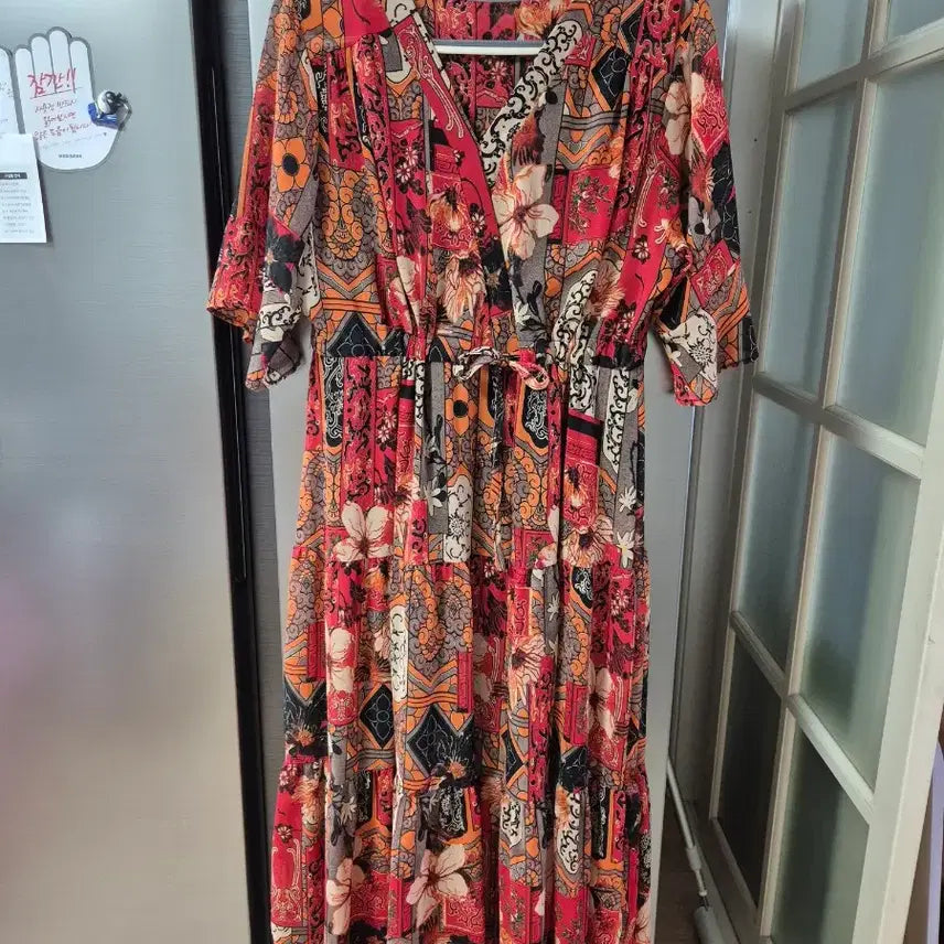 [BUNJANG] Flower Pattern Ruffle Chiffon Long Dress / 플라워패턴 프릴 쉬폰 롱원피스(상태좋음,사이즈넉넉)