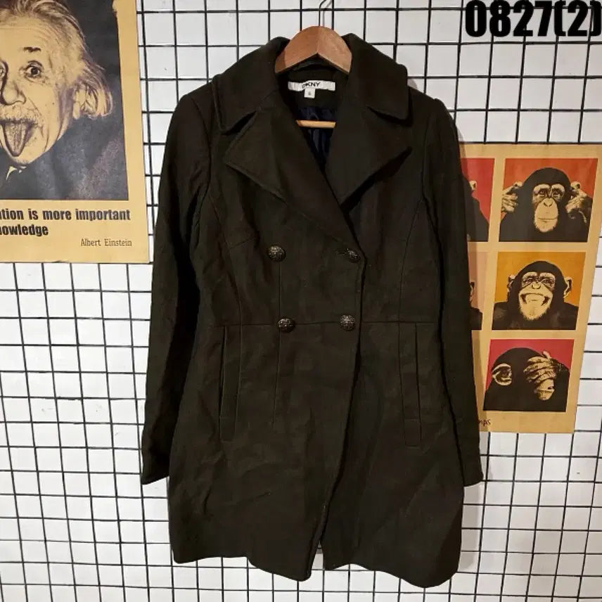 [BUNJANG] DKNY Double-Breasted Coat Dark Brown Size 6 / DKNY 더블 코트 다크 브라운 6 0827