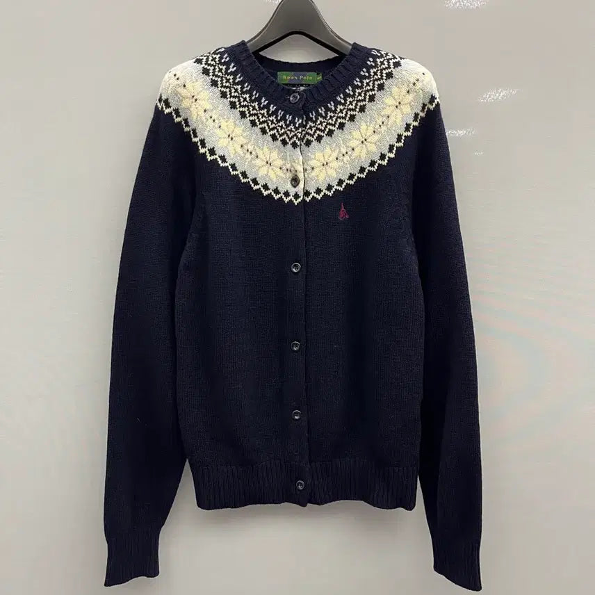 [BUNJANG] Beanpole Nordic Pattern 100% Wool Cardigan / 빈폴 노르딕 패턴 울100가디건