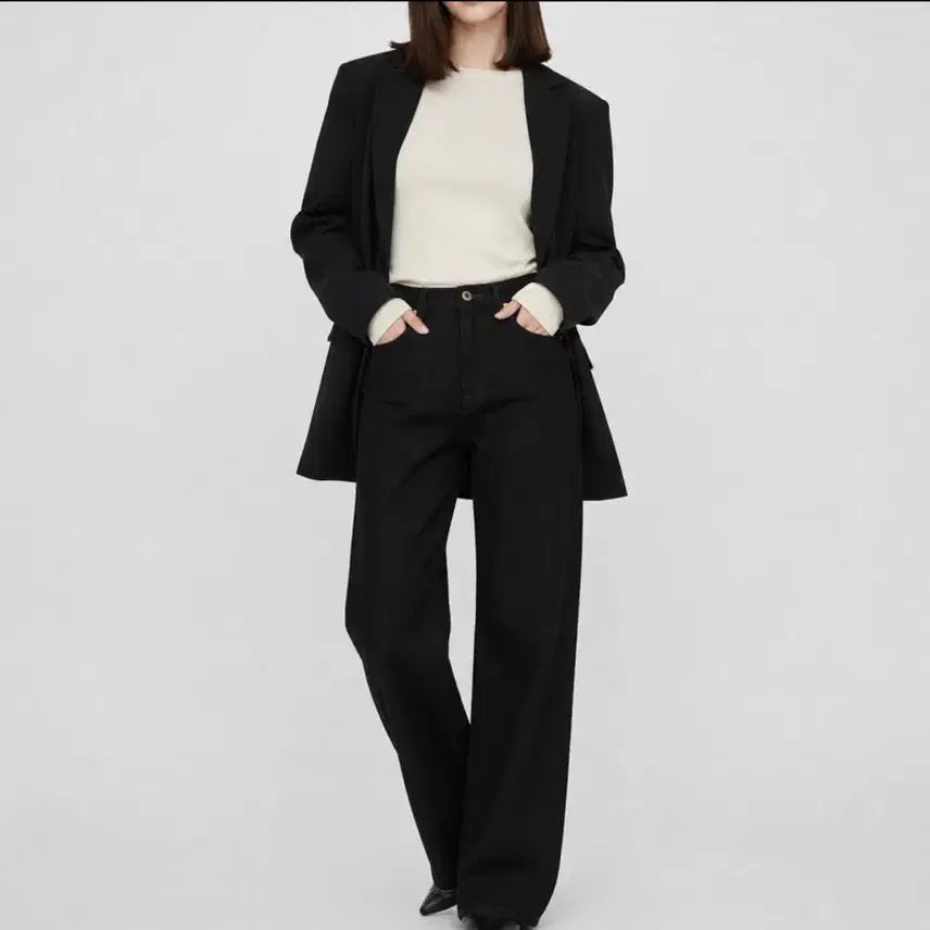 [BUNJANG] YUMER Black Wide Denim Pants / 유메르 블랙 와이드 데님