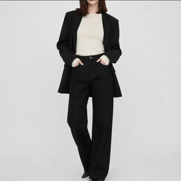 [BUNJANG] YUMER Black Wide Denim Pants / 유메르 블랙 와이드 데님