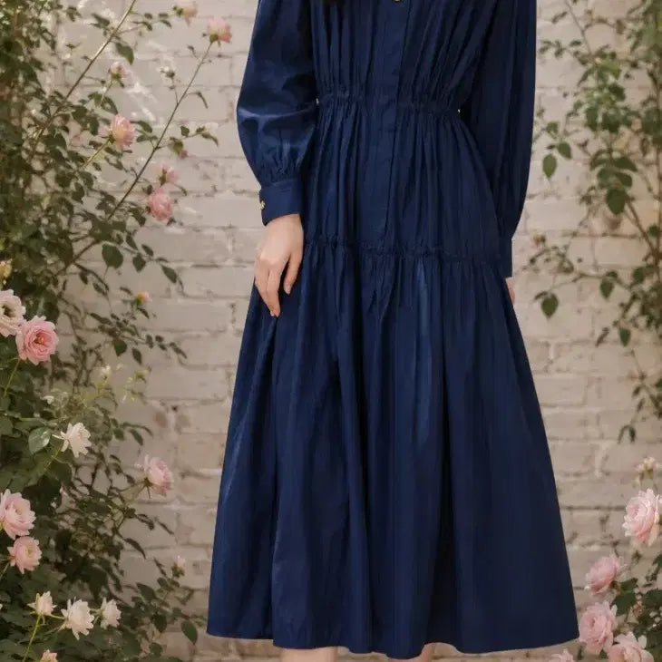 [BUNJANG] Lenibon Big Collar Pleated Long Dress / RENEEVON 레니본 빅카라 주름 롱 원피스