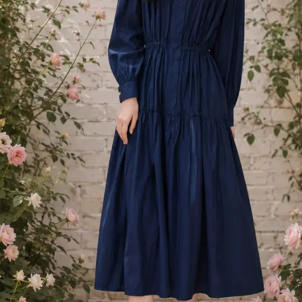 [BUNJANG] Lenibon Big Collar Pleated Long Dress / RENEEVON 레니본 빅카라 주름 롱 원피스