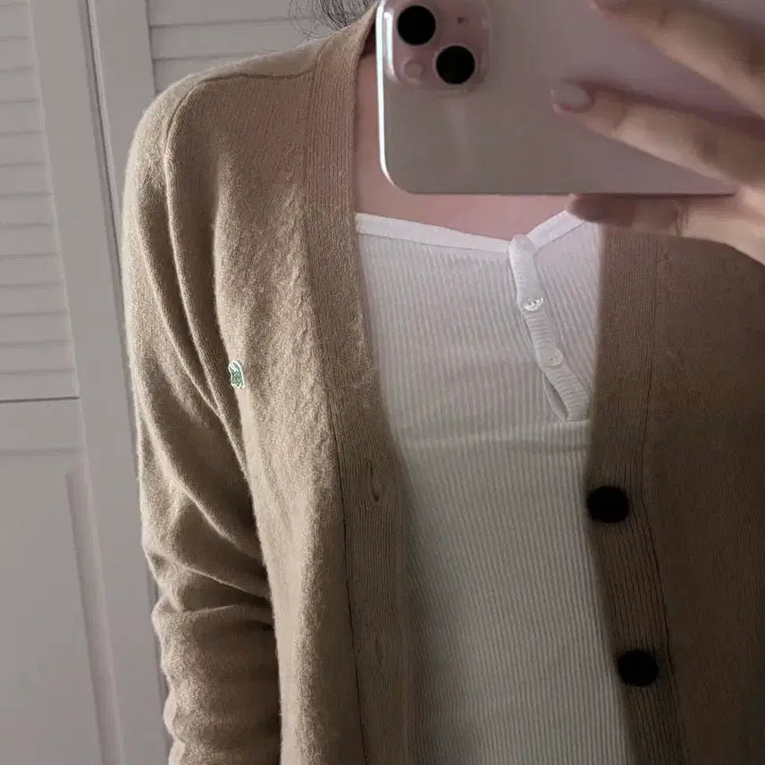 [BUNJANG] Lacoste Beige Cardigan / 라코스테 베이지 가디건
