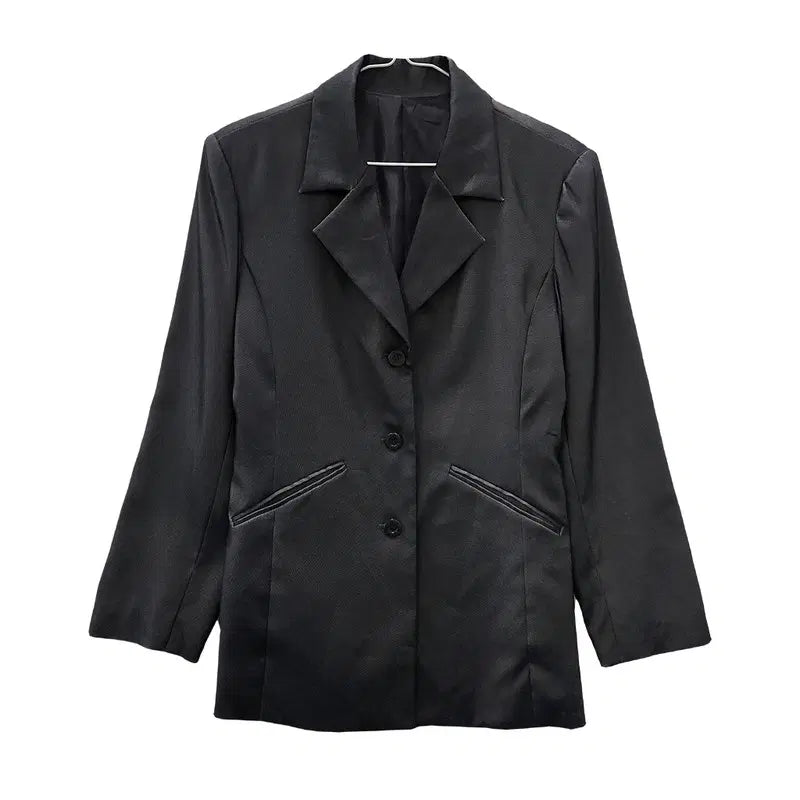[BUNJANG] Vintage Minimalist Satin Gray Blazer M / 빈티지 미니멀 새틴 그레이 블레이저 M