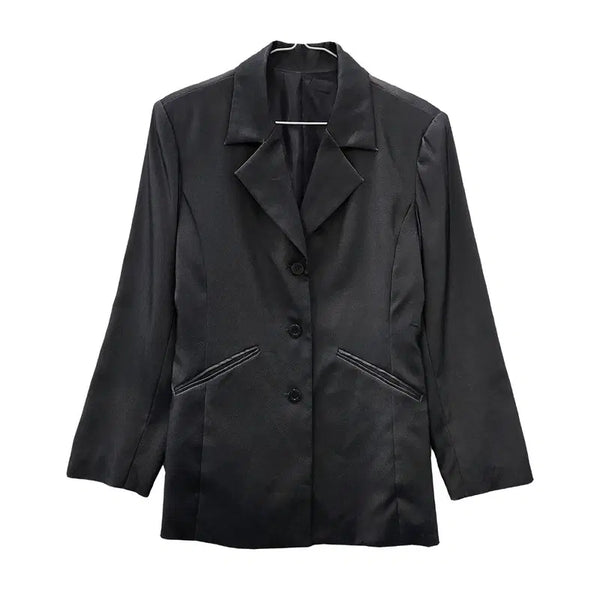 [BUNJANG] Vintage Minimalist Satin Gray Blazer M / 빈티지 미니멀 새틴 그레이 블레이저 M