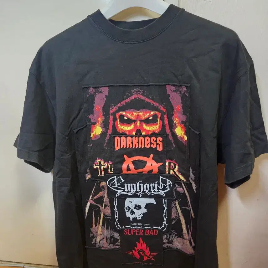 [BUNJANG] VETEMENTS Patchwork Darkness Metal Oversized Short Sleeve T-Shirt / 베트멍 VETEMENTS 패치워크 다크니스 메탈 오버사이즈 반팔 티셔츠