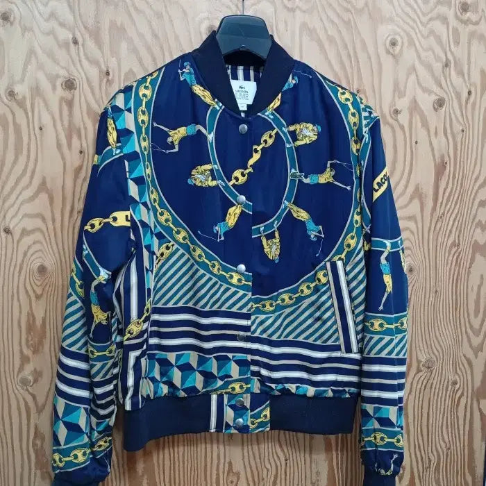 [BUNJANG] Lacoste Live Reversible Bomber Jacket Scarf Pattern / [정품] 라코스테 라이브 스카프 패턴 리버시블 봄버 자켓 38