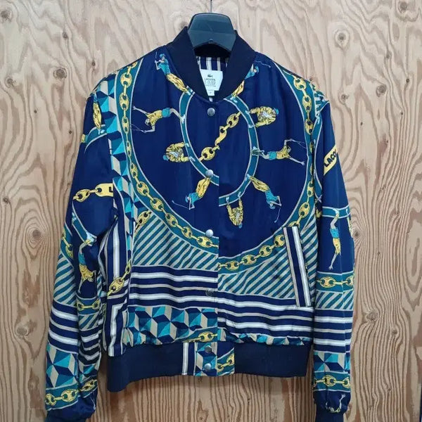 [BUNJANG] Lacoste Live Reversible Bomber Jacket Scarf Pattern / [정품] 라코스테 라이브 스카프 패턴 리버시블 봄버 자켓 38