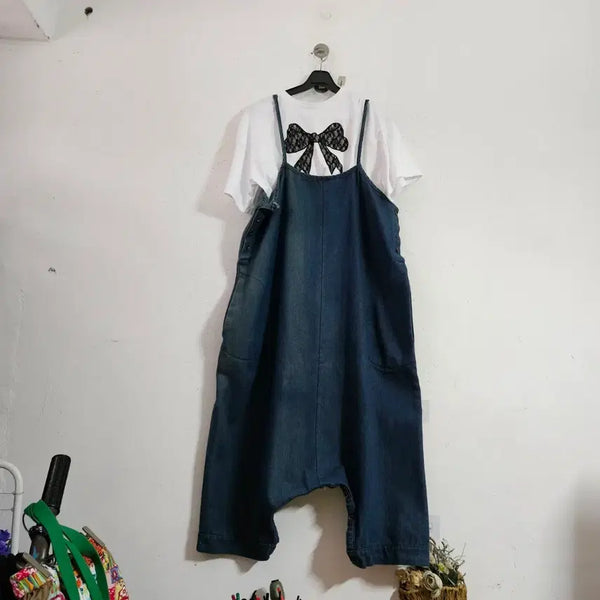 [BUNJANG] Blue Denim Overalls Set / 청 데님 멜빵 바지 세트
