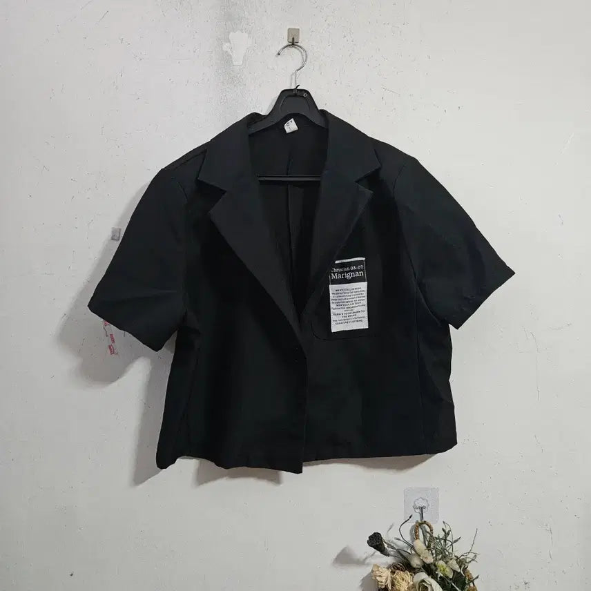 [BUNJANG] Marynique Black Short Sleeve Jacket / 마리냑 블랙 반팔 자켓