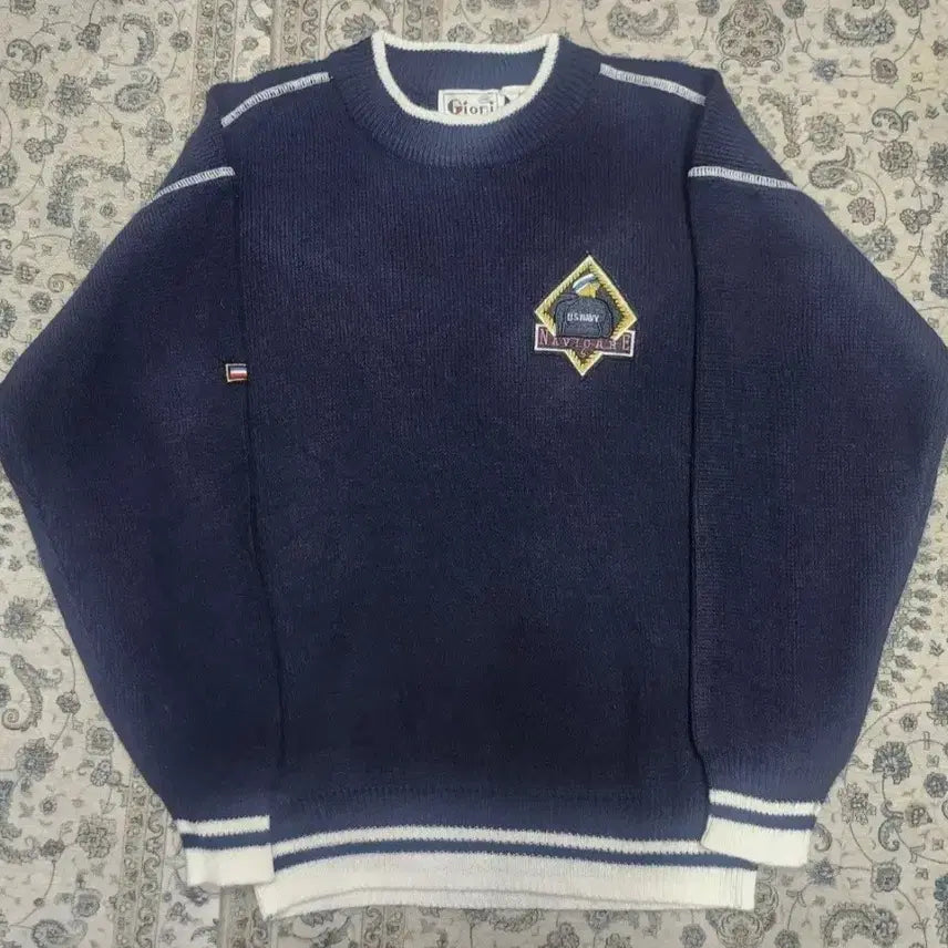 [BUNJANG] Gioni Navy U.S. Navy Logo Knit Sweater / Gioni 네이비 U.S.NAVY 로고 니트 M