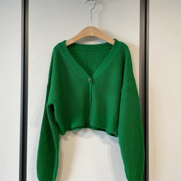 [BUNJANG] Green Cropped Cardigan / 초록 크롭 가디건