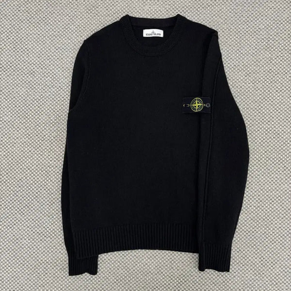 [BUNJANG] Stone Island Wool Knit Patch Logo L Black / [L]스톤아일랜드 와펜패치 울 니트