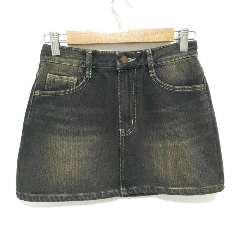 [BUNJANG] Vintage Washed Denim Mini Skirt / 빈티지 워싱 데님 미니 스커트 S 55_S2767