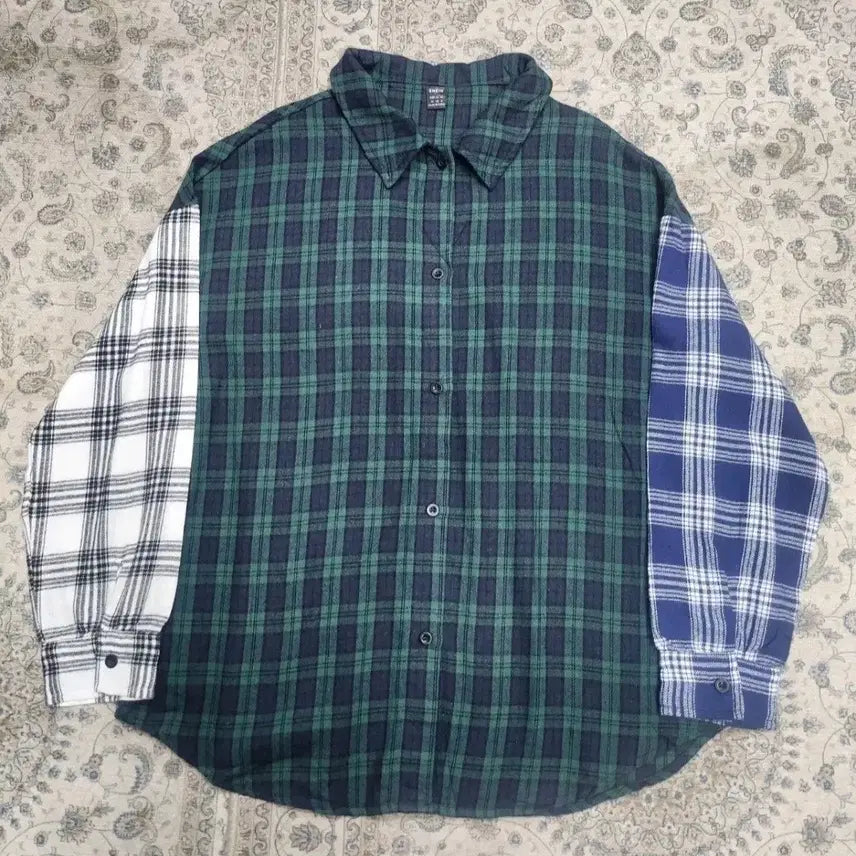 [BUNJANG] SHEIN Patchwork Check Shirt (M) / SHEIN 패치워크 체크 셔츠 M (크게나옴) (104-107)