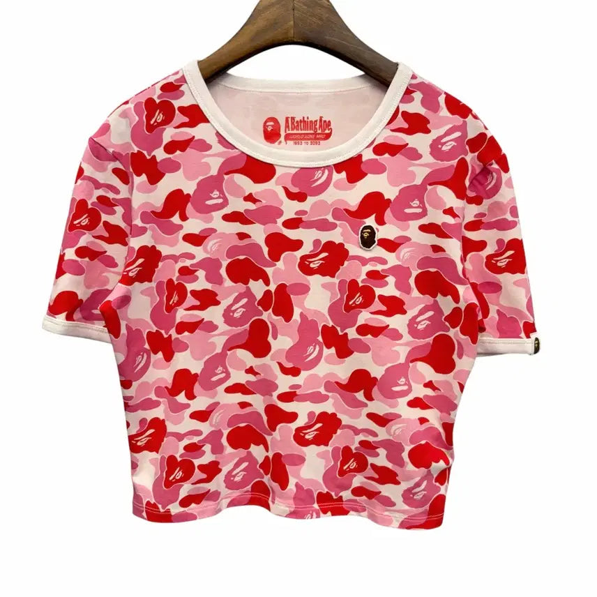 [BUNJANG] Bape Pink Camouflage Pattern Short Sleeve Crop Top M / Bape 베이프 핑크 카모플라쥬 패턴 반팔 크롭티 M