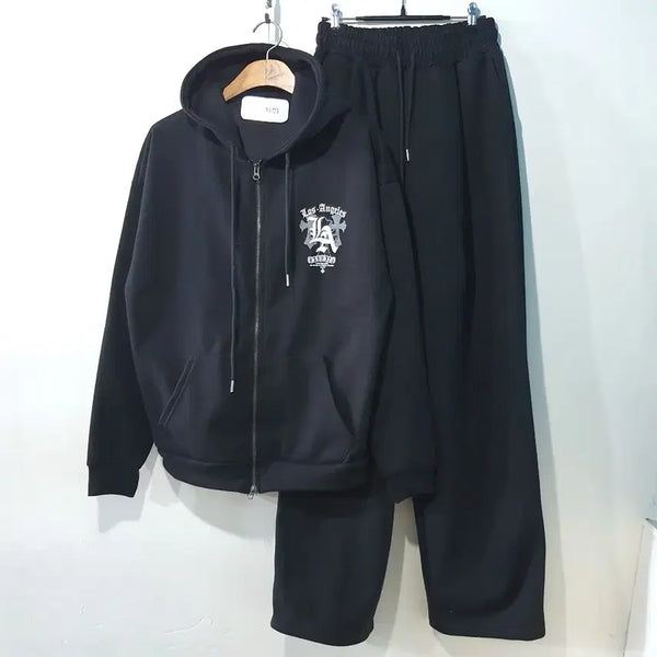 [BUNJANG] Cross LA Hooded Zip-up Set / FW신상) 크로스 LA 후드집업 세트 2color