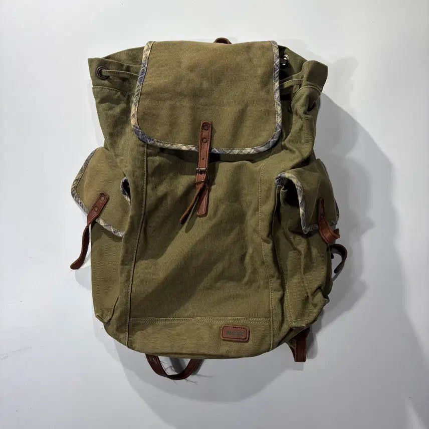 [BUNJANG] NOM Khaki Canvas Multi-Pocket Backpack / 놈(NOM) 카키 캔버스 멀티포켓 백팩