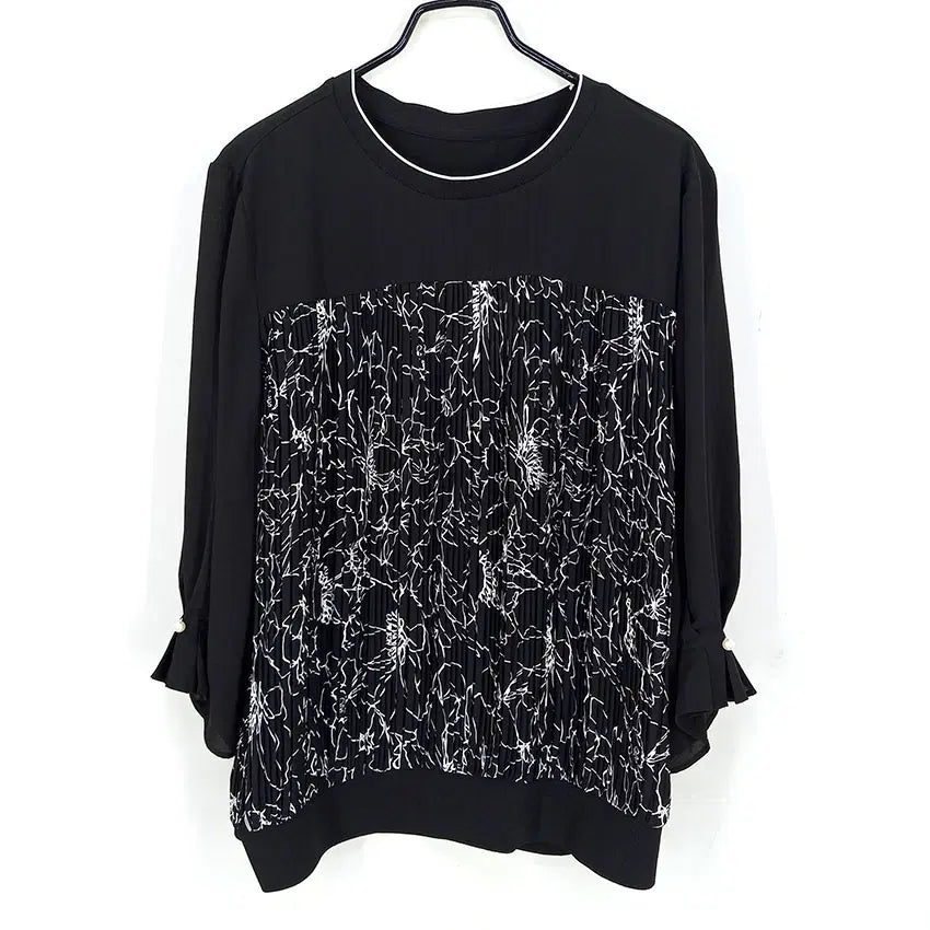[BUNJANG] Oaro Women's Spring/Summer 7-Sleeve Blouse Black / 오아로 여성 춘하 7부소매 블라우스 블랙100 (HU46633)