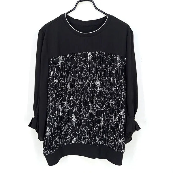 [BUNJANG] Oaro Women's Spring/Summer 7-Sleeve Blouse Black / 오아로 여성 춘하 7부소매 블라우스 블랙100 (HU46633)