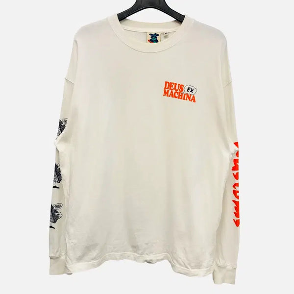 [BUNJANG] Deus Ex Machina Deus Records Sweatshirt White M / 데우스 엑스 마키나 데우스 레코즈 화이트 스웻셔츠 M
