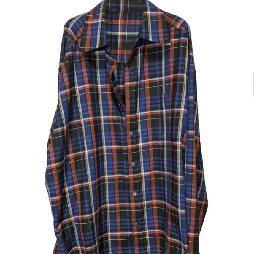 [BUNJANG] R.B.U. Oversized Check Shirt Navy / (1) rbu 오버사이즈 체크셔츠 네이비