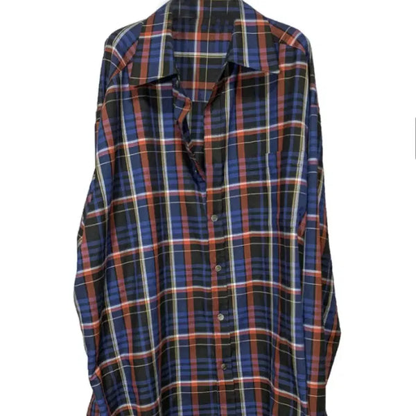 [BUNJANG] R.B.U. Oversized Check Shirt Navy / (1) rbu 오버사이즈 체크셔츠 네이비