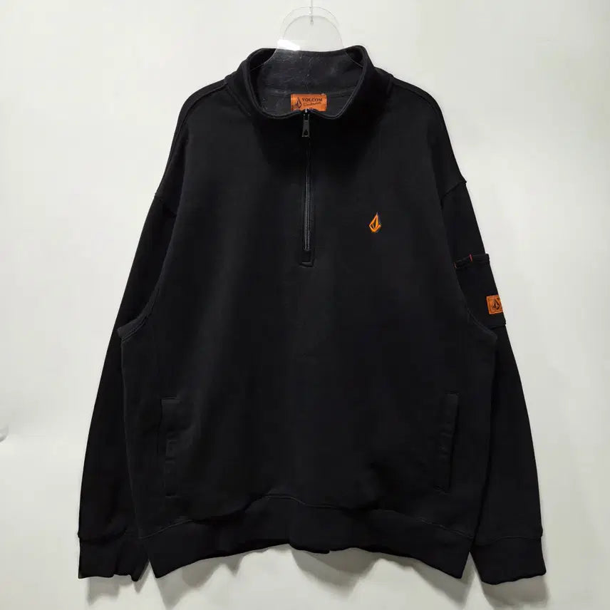 [BUNJANG] Volcom Black Orange Embroidered Anorak Sweatshirt 2XL / 볼컴 블랙 오렌지 자수 아노락 맨투맨 2XL 26082711
