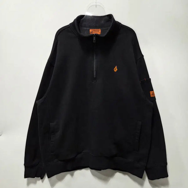 [BUNJANG] Volcom Black Orange Embroidered Anorak Sweatshirt 2XL / 볼컴 블랙 오렌지 자수 아노락 맨투맨 2XL 26082711
