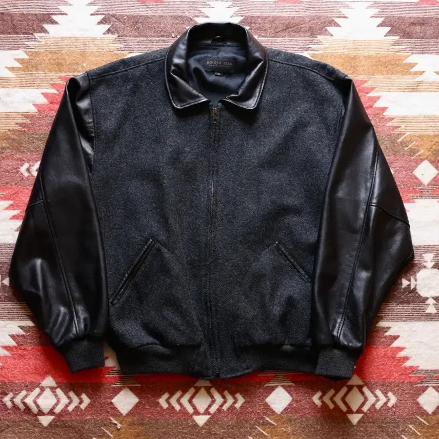 [BUNJANG] Golden Bear 90s Wool/Leather Zip Varsity Jacket / 골든베어 9~00s 울/레더 바시티 자켓