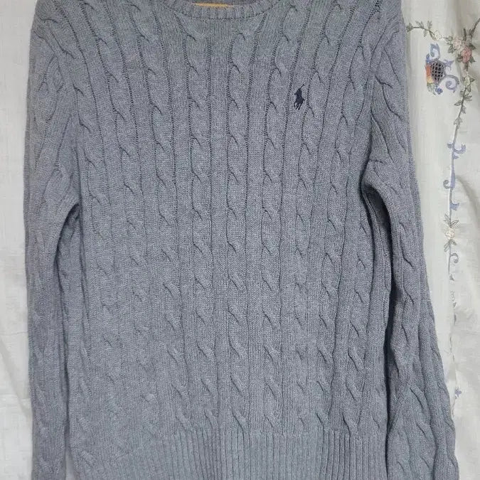 [BUNJANG] Polo Ralph Lauren Cable Knit Sweater Grey M / 폴로 랄프로렌 케이블 니트 그레이 M
