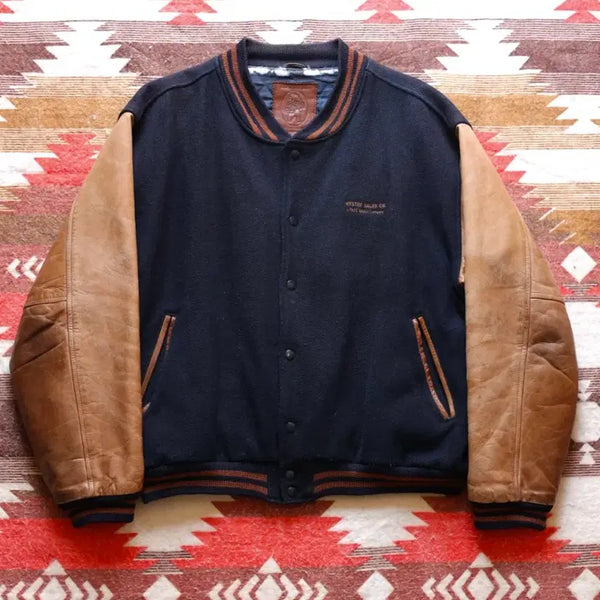 [BUNJANG] Golden Bear 80s Melton Wool/Leather Varsity Jacket / 골든베어 80s 멜톤 울/레더 바시티 자켓
