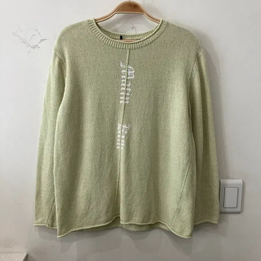 [BUNJANG] Matinkim Pintuck Logo Knit Pullover - Lime / 69 마뗑킴 핀턱 로고 니트 풀오버 라임