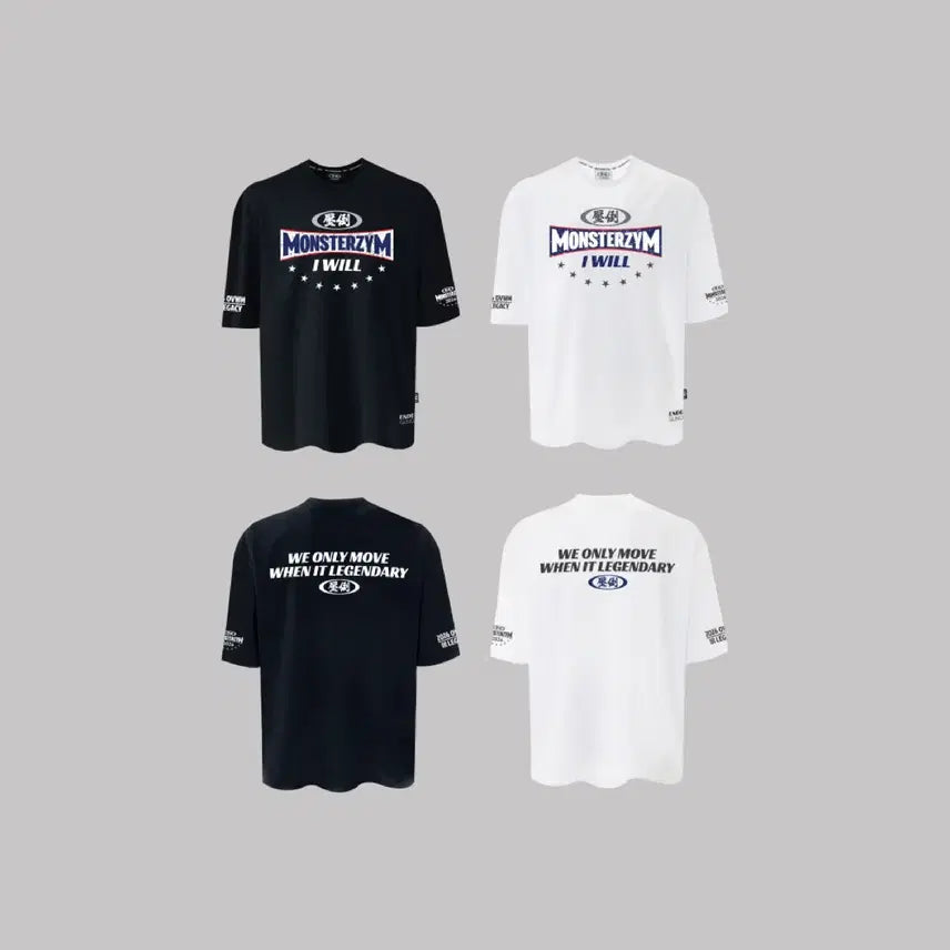 [BUNJANG] APDO Monster Gym Oversized T-Shirt (Black/White) / 압도 25,26 몬스터짐 반팔티 블랙 화이트