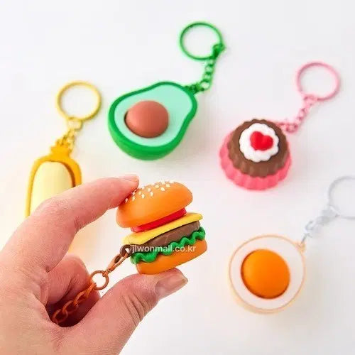 [BUNJANG] Food Clicker Keychain - Avocado, Egg, Cake, Hamburger / 푸드 딸깍이 키링-아보카도/계란/케이크/햄버거
