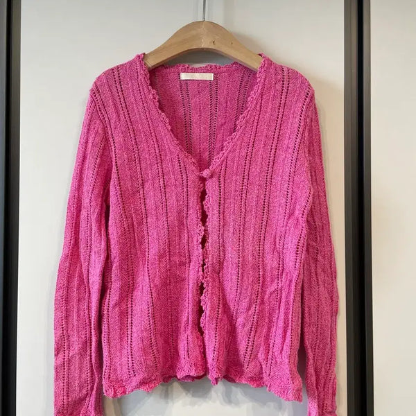[BUNJANG] Pink Knit Cardigan / 핑크색 뜨게 니트 가디건
