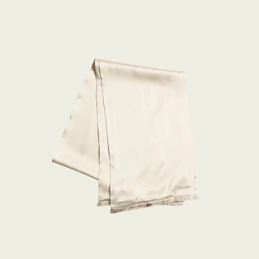 [BUNJANG] Ribbon Light Silk Tassel Scarf Ivory / 리본빛 실크 스카프  Silk Tassel Scarf Ivory