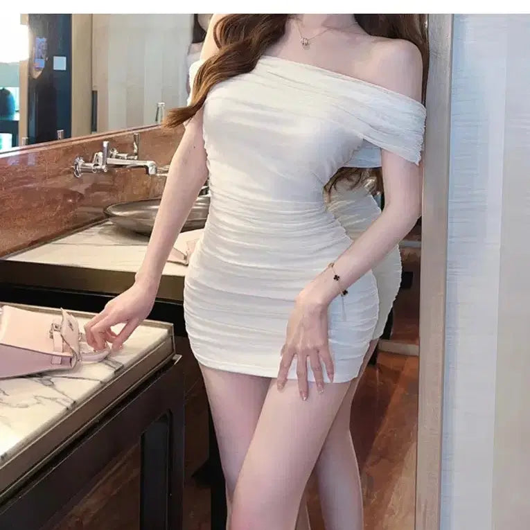 [BUNJANG] White Off-Shoulder Mini Dress / 오프숄더 원피스