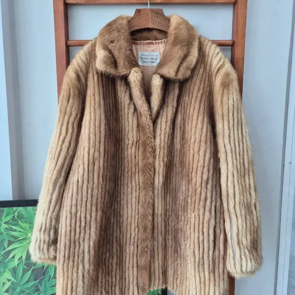 [BUNJANG] Real Mink Fur Coat - Brown / (시즌전특가)카라변형가능 리얼 밍크 퍼 브라운