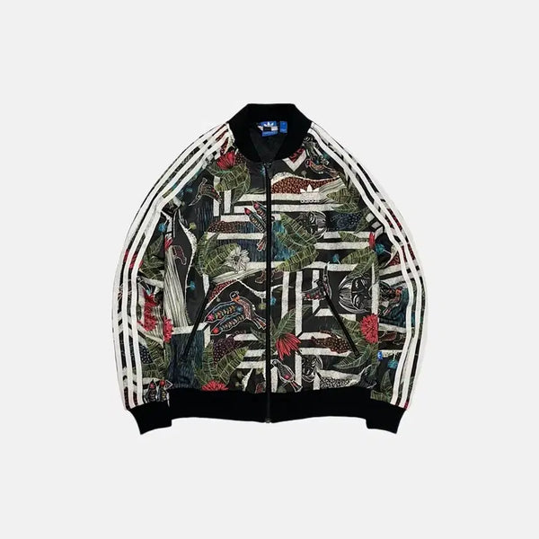 [BUNJANG] Adidas Floral Pattern Track Top Jersey / 아디다스 플라워 플로랄 패턴 트랙탑 져지