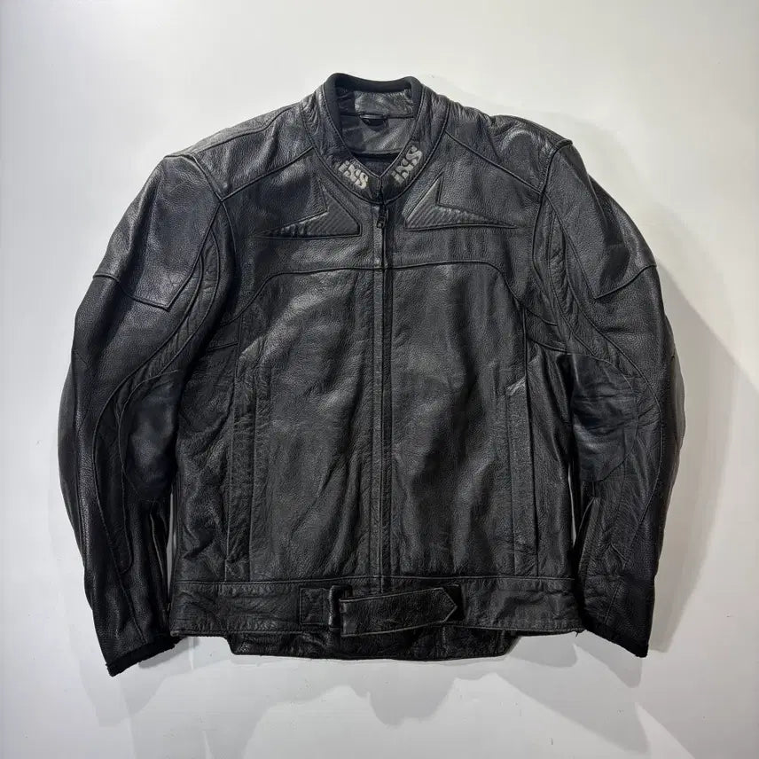[BUNJANG] IXSS Black Real Leather Biker Jacket [46] / 아이엑스에스 블랙 리얼레더 바이커 자켓 [46]