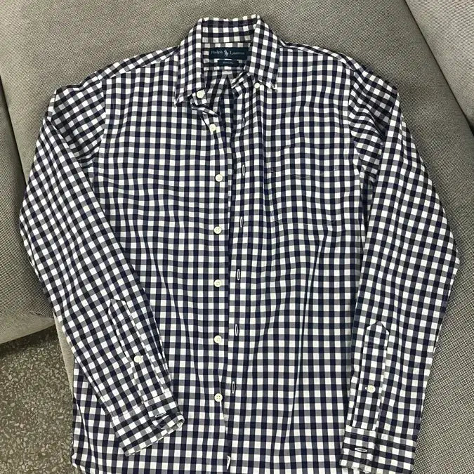 [BUNJANG] 90s Polo Ralph Lauren Navy Gingham Check Shirt / 90s 폴로 랄프로렌 네이비 깅엄 체크 셔츠